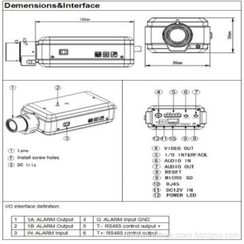 Megapixel Surveillance Cameras with Full HD 1080P PoE ICR Lens Max IR Distance 50m